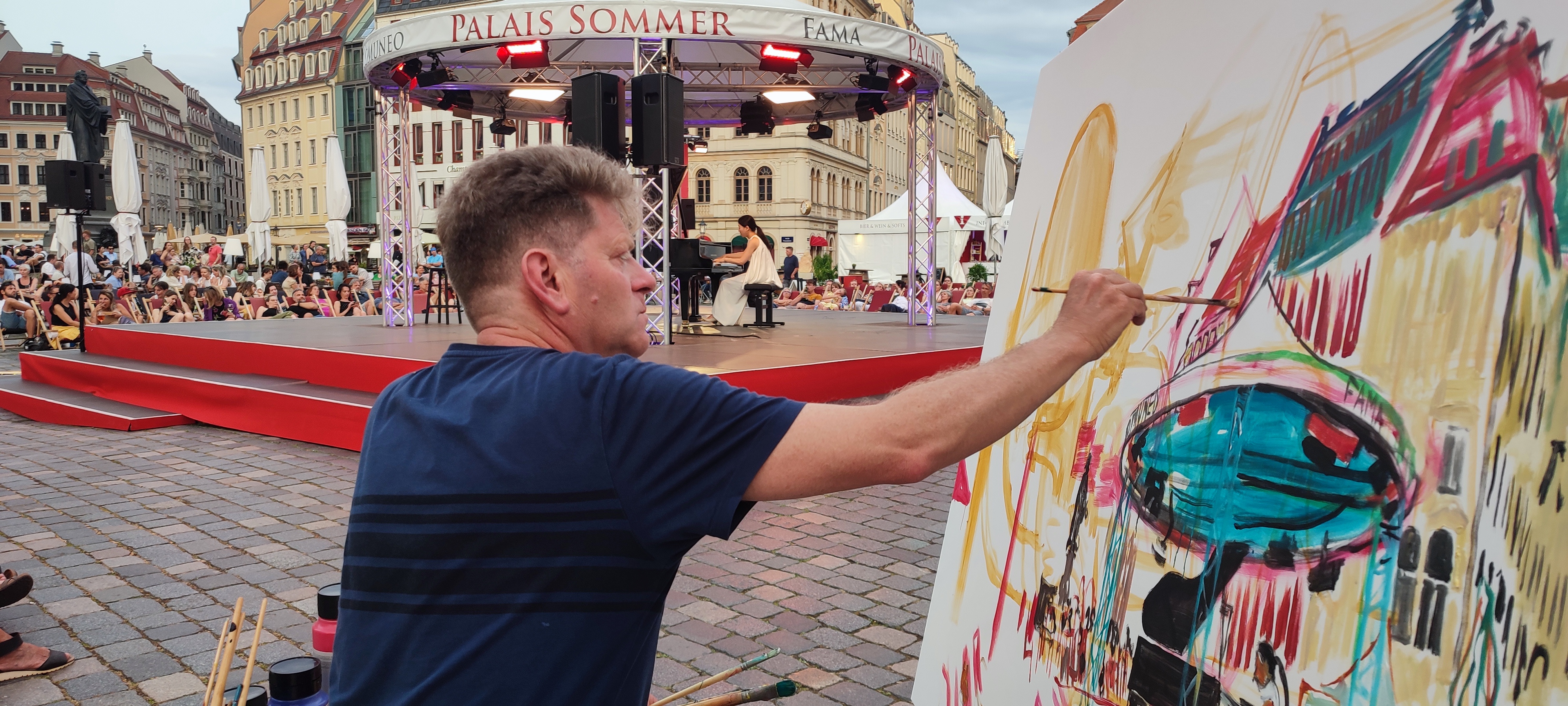 actionpainting frauenkirche dresden saxony